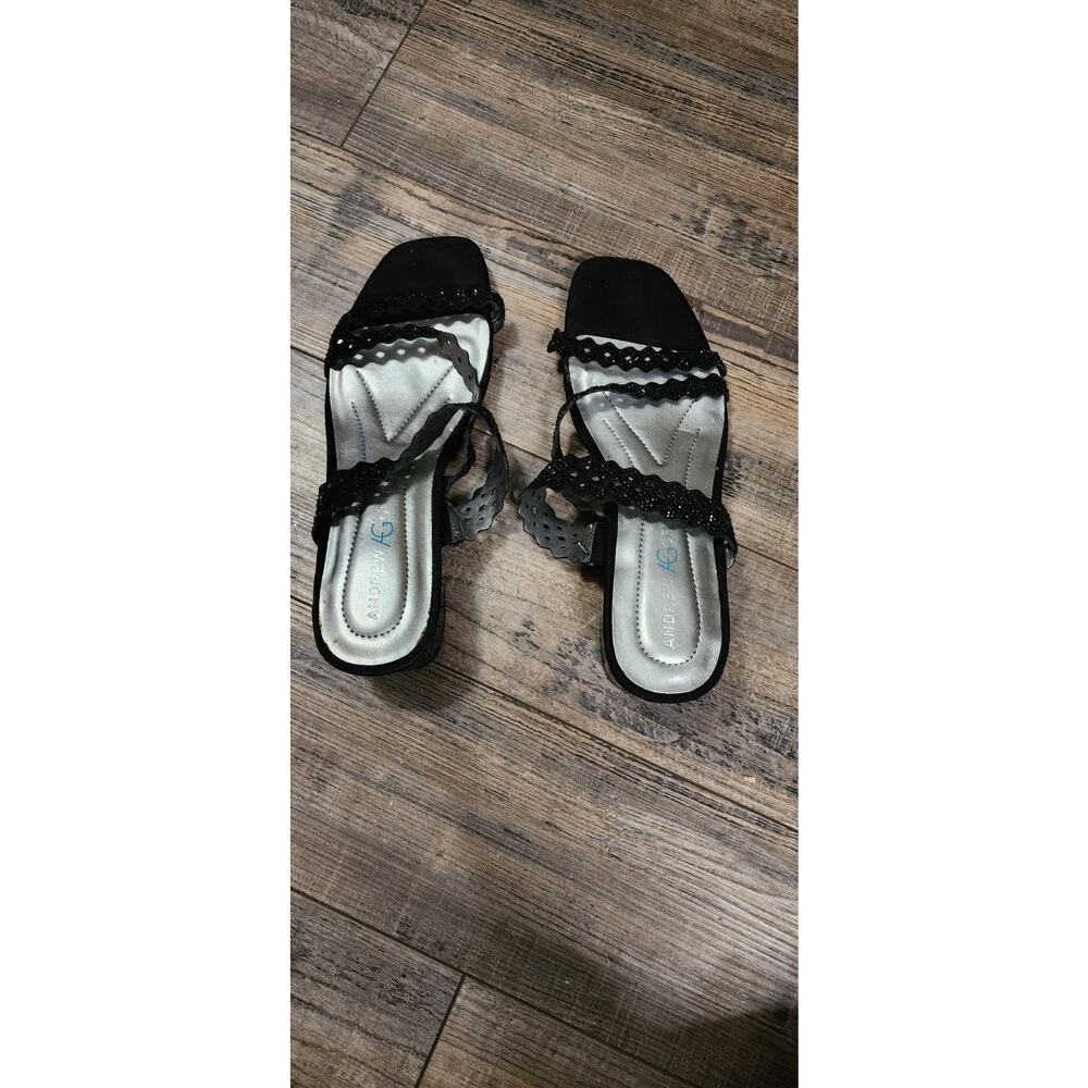 Andrew Gellar Vinnie Sandal Black Strappy Womens Size 8M New No Box. Box37